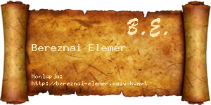 Bereznai Elemér névjegykártya